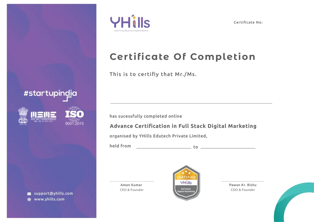 Certification of Full Stack Digital Marketing